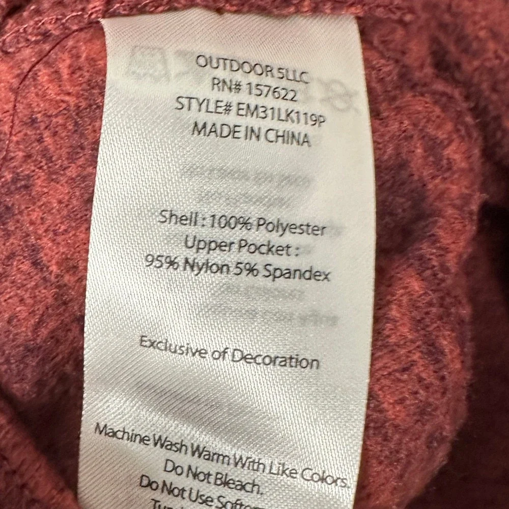 Eddie Bauer Sweater Mens XL Red Heather Quarter Zip Pullover Pocket Outdoor EUC